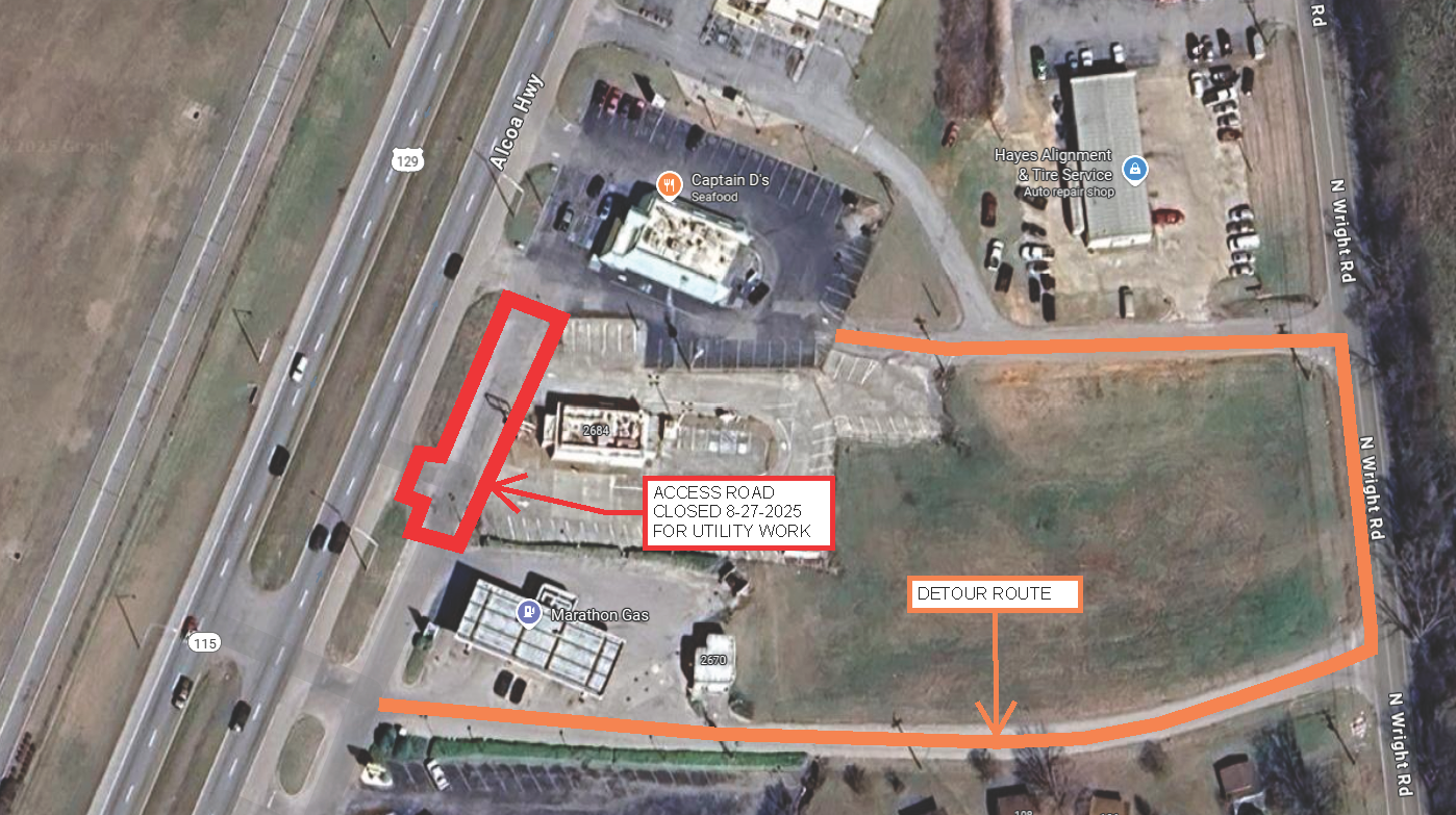 Valvoline Access Road Closure 8-27-25