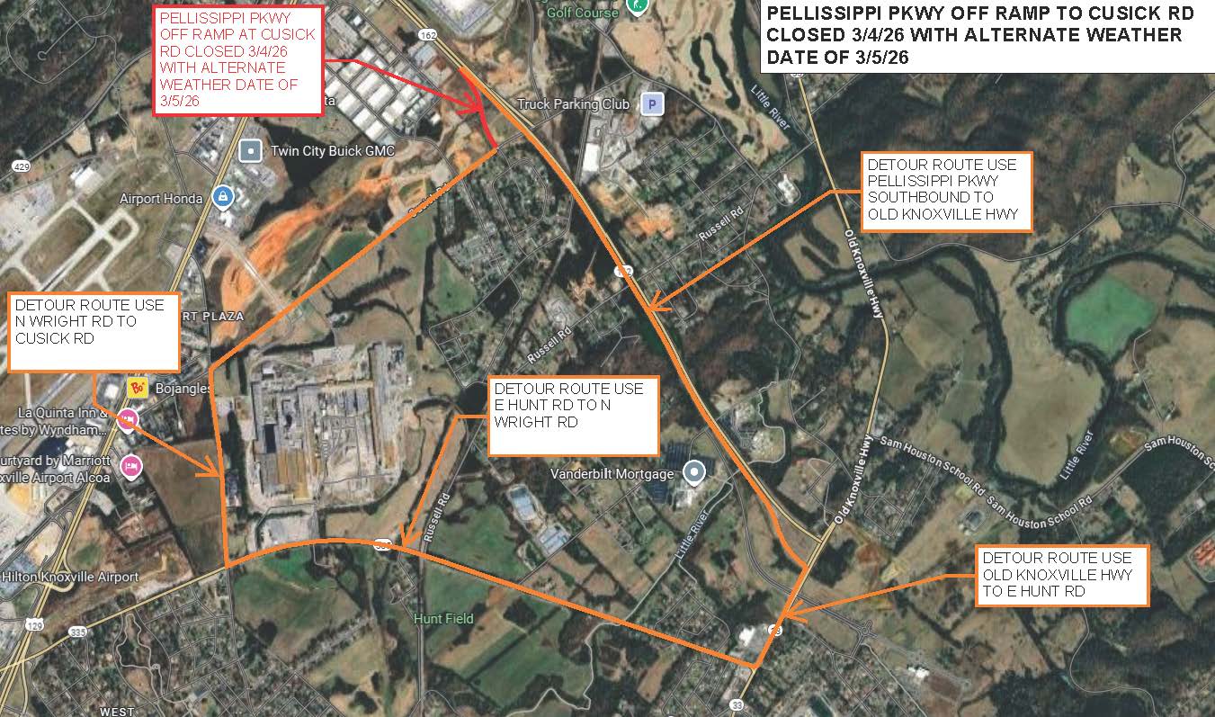 Pellissippi Off Ramp Closure - Detour